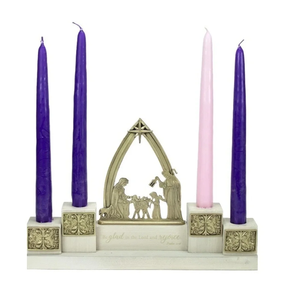 Abbey Press Holy Family Advent Candle Holder Nativity Christmas Decor AD147